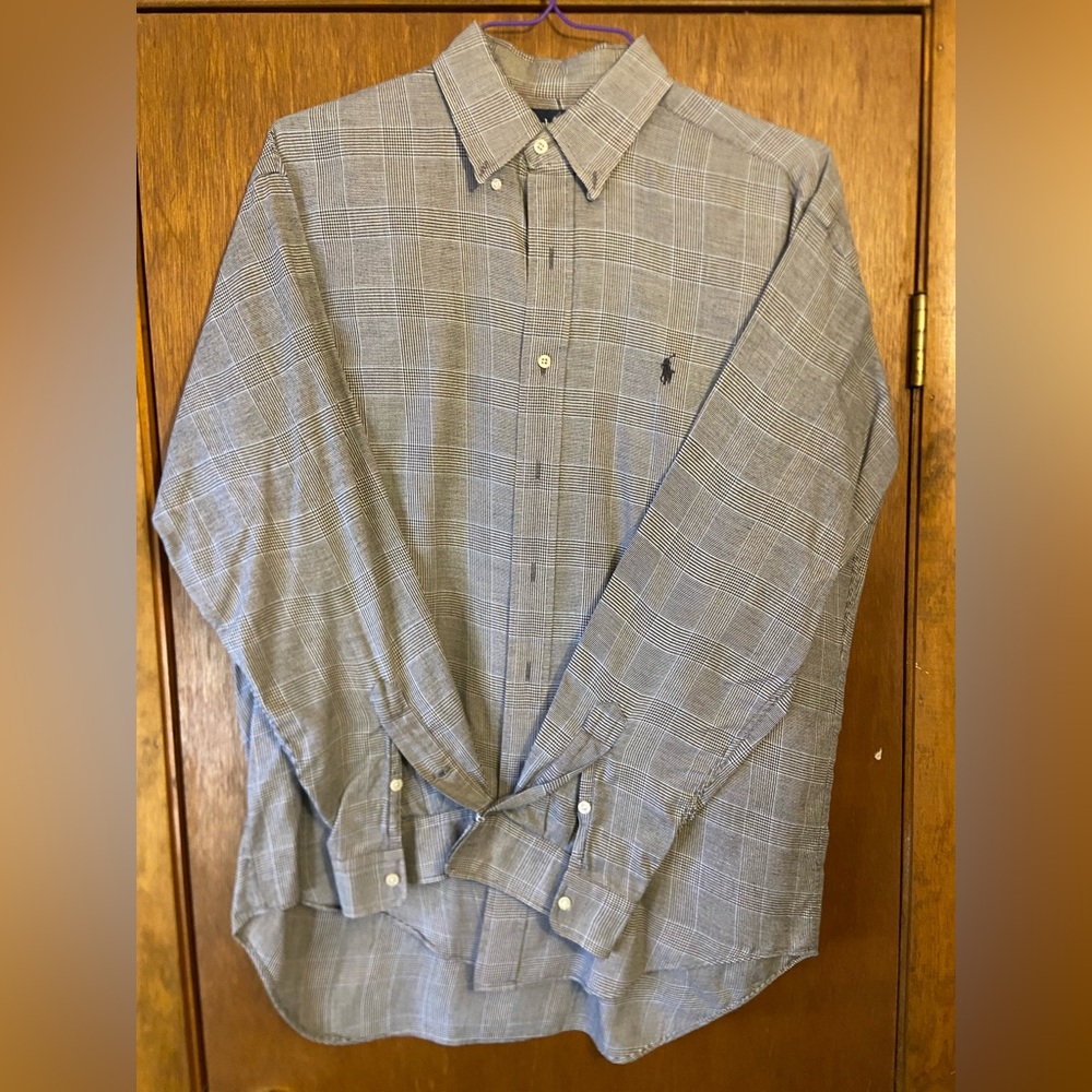Ralph Lauren Men's Blue Plaid Button-Down Shirt
